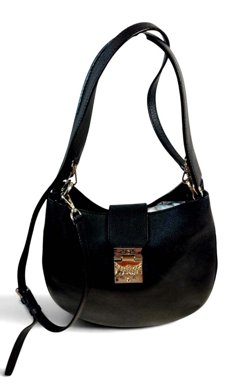 Vintage MCM Black Leather Bag Crossbody/Shoulder Bag ~ Made in Korea